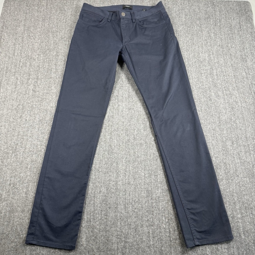 Theory Haydin Men's Pants Size 30 Navy Blue Straight Slim Fit Cotton Stretch